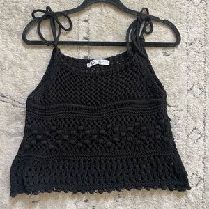 Zara crochet black top